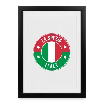 La Spezia Italy Circular Flag Logo - Framed poster (27 × 37 cm) - black - Front