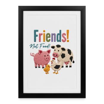 Friends Not Food – Cute crochet animals | Veggie & Vega - Framed poster (27 × 37 cm) - black - Front