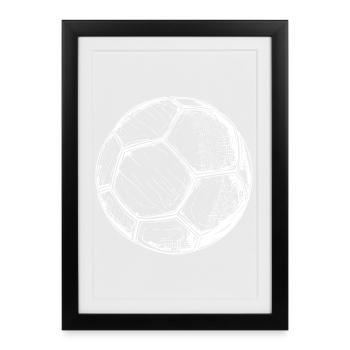 Fußball Ball Zeichnung - Gerahmtes Poster (27 × 37 cm) - Schwarz - Vorne