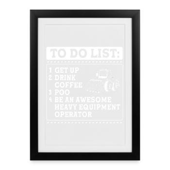 Construction site excavator driver excavation - Framed poster (27 × 37 cm) - black - Front