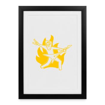 Guitarist on Fire - Framed poster (27 × 37 cm) - black - Front