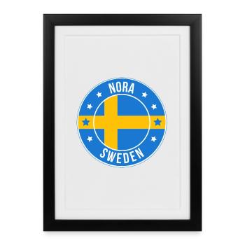 Emblème Nora Suède Cercle de drapeau - Affiche encadrée (27 × 37 cm) - noir - Devant