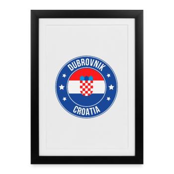Insigne rond du blason de Dubrovnik - Affiche encadrée (27 × 37 cm) - noir - Devant