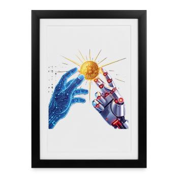 T-shirt d’art crypto Création de Bitcoin - Affiche encadrée (27 × 37 cm) - noir - Devant