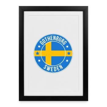 Göteborg Schweden Rundflaggenabzeichen - Gerahmtes Poster (27 × 37 cm) - Schwarz - Vorne