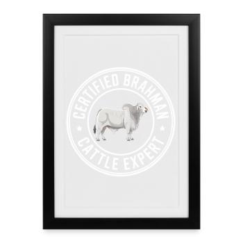 Brahman Experte Rinder Kühe Geschenk - Gerahmtes Poster (27 × 37 cm) - Schwarz - Vorne