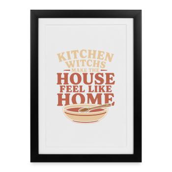 Soupe de sorcière de cuisine Cadeau douillet de sorcière - Affiche encadrée (27 × 37 cm) - noir - Devant