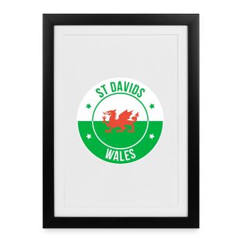 St Davids Welsh Dragon Emblem - Framed poster (27 × 37 cm) - black - Front