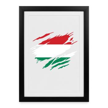 Hongrie Drapeau Hongrois Hongroise - Affiche encadrée (27 × 37 cm) - noir - Devant
