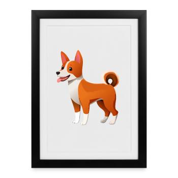 Little Basenji Dog (comic) - Framed poster (27 × 37 cm) - black - Front