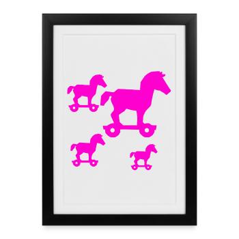 Chevaux - Affiche encadrée (27 × 37 cm) - noir - Devant