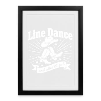 Line Dance Cowboy Boots Logo - Gerahmtes Poster (27 × 37 cm) - Schwarz - Vorne