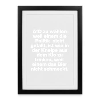 AFD WÄHLEN IST EKELIG, WEISS, NO NZS NO AFD - Gerahmtes Poster (27 × 37 cm) - Schwarz - Vorne