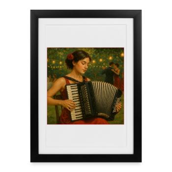 Accordéoniste au festival de danse d’été - Affiche encadrée (27 × 37 cm) - noir - Devant