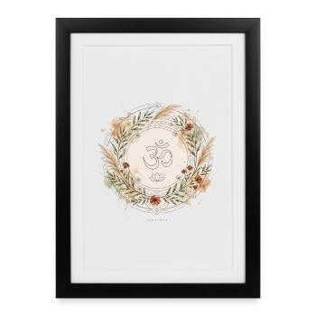 Om Lotus Mandala Yoga Boho Zen - Affiche encadrée (27 × 37 cm) - noir - Devant