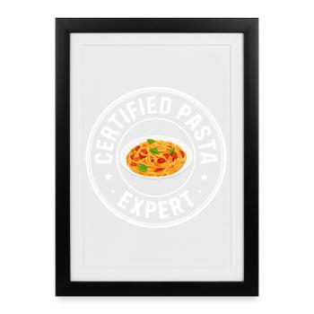 Cadeau de nouilles spaghetti Expert en pâtes - Affiche encadrée (27 × 37 cm) - noir - Devant