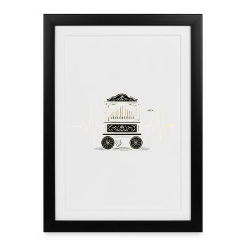 Barrel Organ Heartbeat | Barrel Organ Music Motif - Framed poster (27 × 37 cm) - black - Front