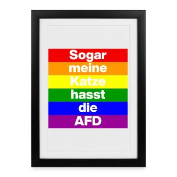 SOGAR MEINE KATZE HASST DIE AFD, NO AFD NO NZS  - Gerahmtes Poster (27 × 37 cm) - Schwarz - Vorne