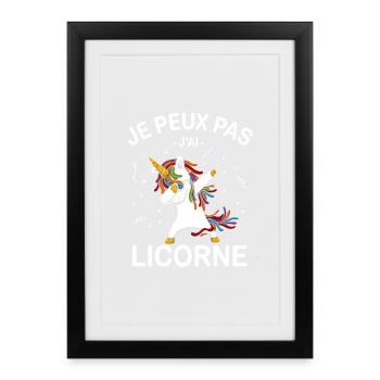 Je Peux Pas J'ai Licorne - Affiche encadrée (27 × 37 cm) - noir - Devant