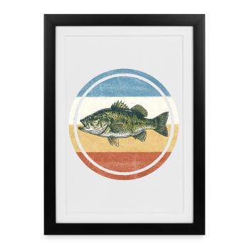 Bass in a retro circle - Framed poster (27 × 37 cm) - black - Front