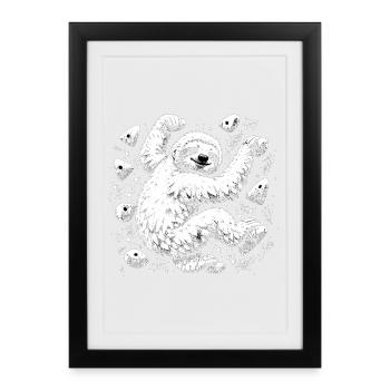 Bloc paresseux – Plein de craie - Affiche encadrée (27 × 37 cm) - noir - Devant