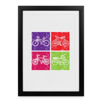 Pop Art coloré de vélo usé - Affiche encadrée (27 × 37 cm) - noir - Devant