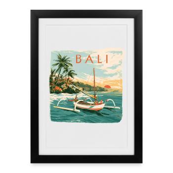 Bali Tropical Boat at Sunset - Framed poster (27 × 37 cm) - black - Front