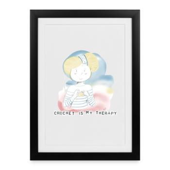Crochet is my therapy - Framed poster (27 × 37 cm) - black - Front