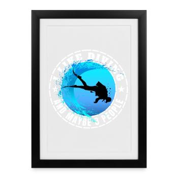 J’AIME PLONGER ET PEUT-ÊTRE TROIS PERSONNES - Affiche encadrée (27 × 37 cm) - noir - Devant