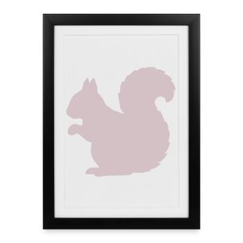 Pink Squirrel Silhouette - Framed poster (27 × 37 cm) - black - Front