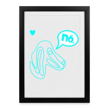 Teckel Têtu - Affiche encadrée (27 × 37 cm) - noir - Devant