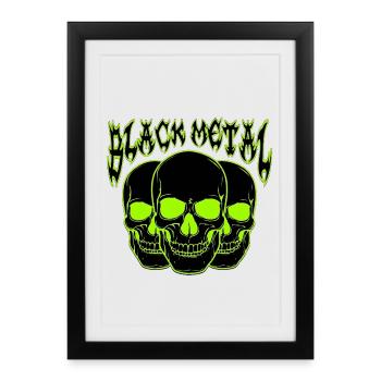 Neon Skull Trio Black Metal - Affiche encadrée (27 × 37 cm) - noir - Devant