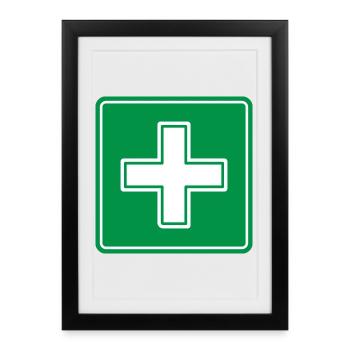 First Aid Medical Cross Safety Sign Vector Icon - Framed poster (27 × 37 cm) - black - Front