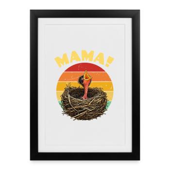 Coucher de soleil rétro au Nid Mama Hatch - Affiche encadrée (27 × 37 cm) - noir - Devant