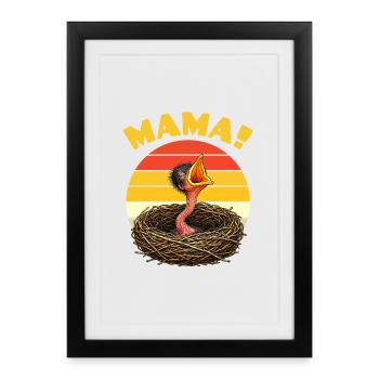 Maman Bébé Oiseau Affamé - Affiche encadrée (27 × 37 cm) - noir - Devant