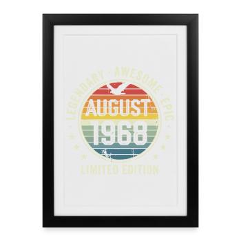 Légendaire Août 1968 Anniversaire Vintage Rétro - Affiche encadrée (27 × 37 cm) - noir - Devant
