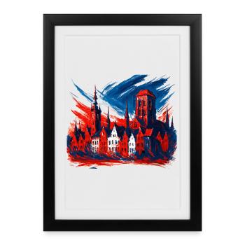 Gdańsk Gdańsk Design: Coat of Arms Art Patriotic - Framed poster (27 × 37 cm) - black - Front