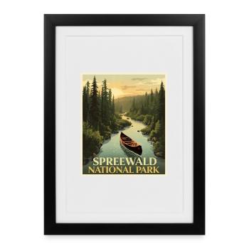 Affiche vintage de Spreewald | Brandebourg - Affiche encadrée (27 × 37 cm) - noir - Devant