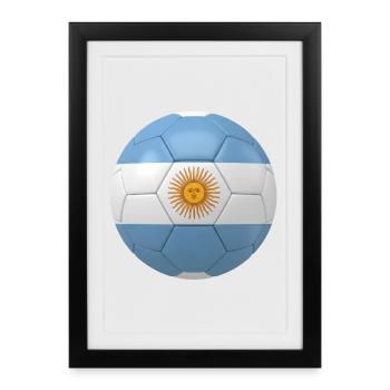 ARGENTINIENS FLAGGE AUF EINEM FUSSBALL - Gerahmtes Poster (27 × 37 cm) - Schwarz - Vorne