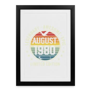 Legendary August 1980 Retro Vintage Anniversary - Framed poster (27 × 37 cm) - black - Front