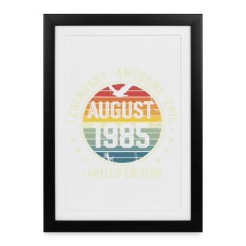 Légendaire Août 1985 Anniversaire Vintage Rétro - Affiche encadrée (27 × 37 cm) - noir - Devant