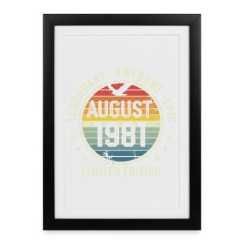 Legendäres Retro-Vintage-Jubiläum im August 1981 - Gerahmtes Poster (27 × 37 cm) - Schwarz - Vorne