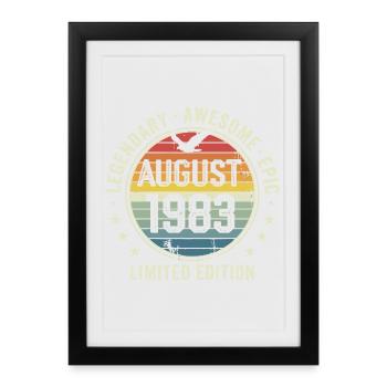 Legendary August 1983 Retro Vintage Anniversary - Framed poster (27 × 37 cm) - black - Front