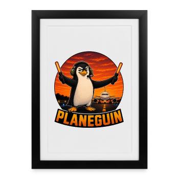 Planeguin, penguin and planes - Framed poster (27 × 37 cm) - black - Front