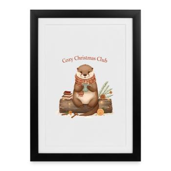 Cozy Christmas Club Otter Weihnachten - Framed poster (27 × 37 cm) - black - Front