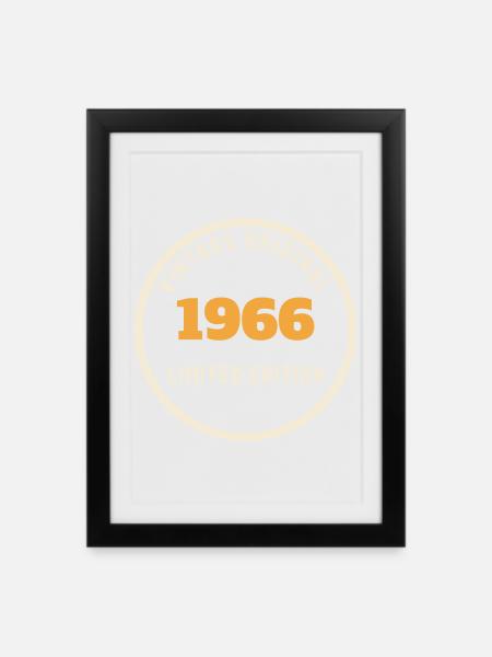 Vintage 1966 Édition Limitée Originale 60e Naissance - Affiche encadrée (27 × 37 cm) - noir
