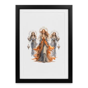 The Three Moires – Greek Mythology - Framed poster (27 × 37 cm) - black - Front