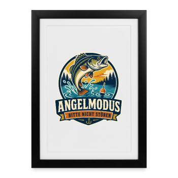 Angelmodus – Bitte nicht stören Angler - Gerahmtes Poster (27 × 37 cm) - Schwarz - Vorne