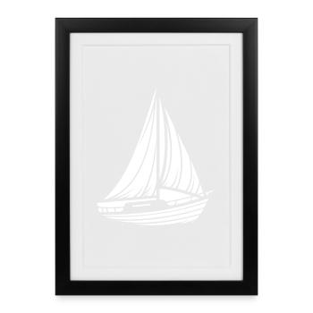 Abstract Sailboat Minimalist Design - Framed poster (27 × 37 cm) - black - Front