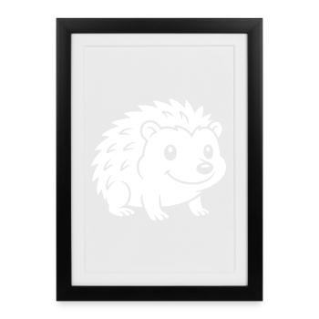 Hedgehog Silhouette Autumn Animal Motif - Framed poster (27 × 37 cm) - black - Front
